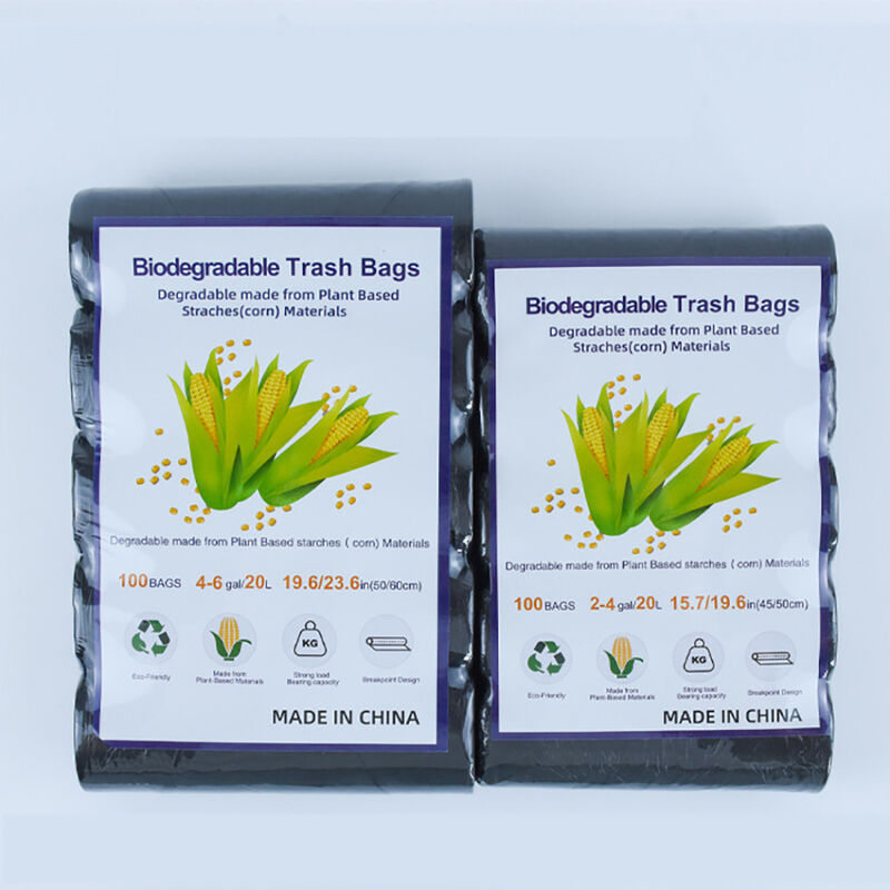 Lot de 100 sacs poubelle bio résistants aux déchirures pour cuisines et aliments compostables et biodégradables Sacs à déchets en fécule de maïs 20