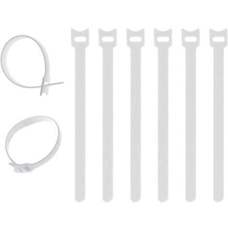 Lot de 100 serre-câbles blancs réutilisables en Velcro avec crochet et boucle pour la gestion et l'organisation des câbles