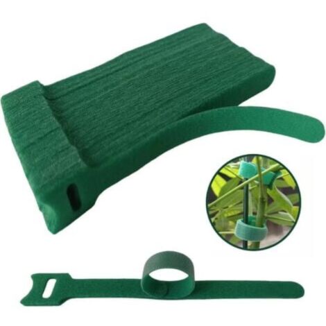 Lot de 100 serre-câbles en nylon vert, antidérapants, réutilisables, réglables, de 15 cm de long, adaptés au jardinage et au soutien des plantes grimpantes.