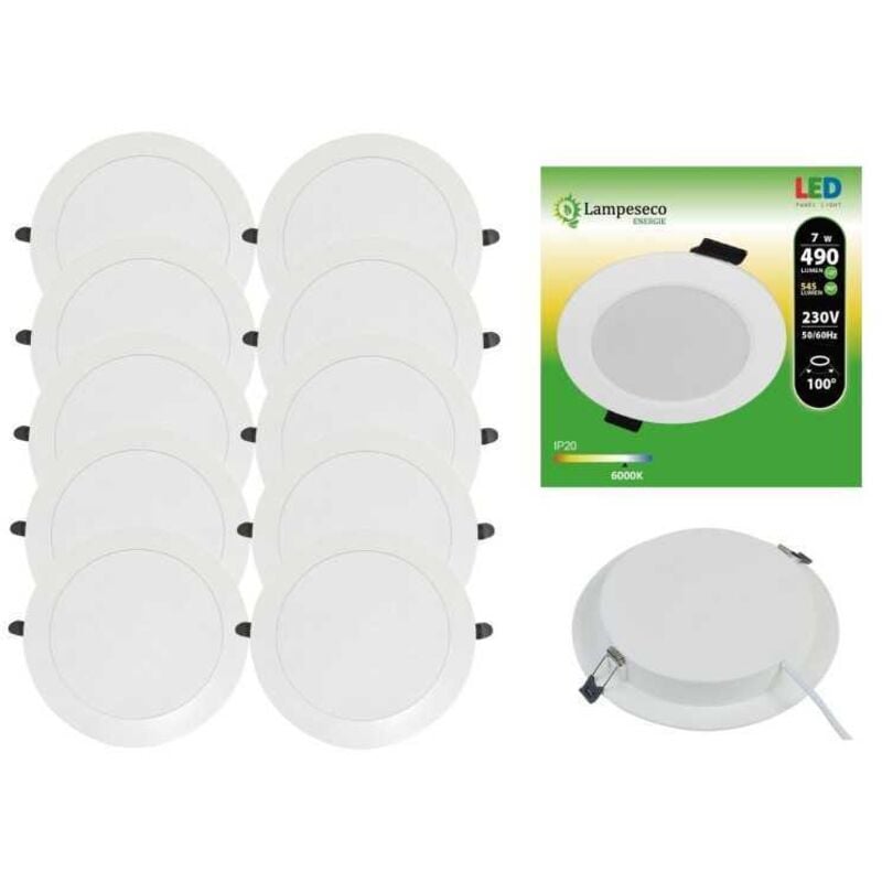 Lot de 100 Spot Encastrable led Downlight Panel Extra-Plat 7W Blanc Froid 6000K