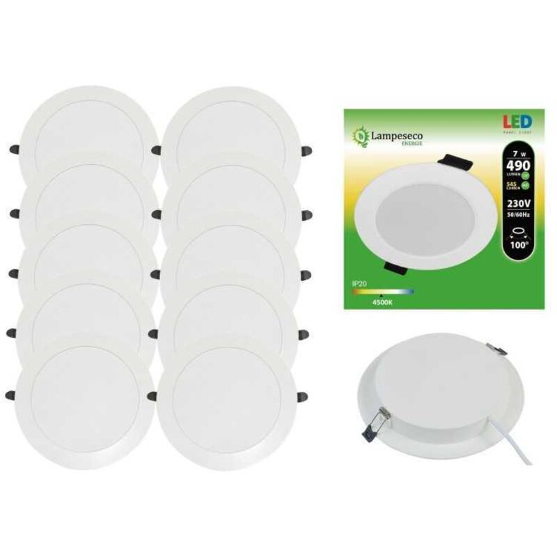 Lampesecoenergie - Lot de 100 Spot Encastrable led Downlight Panel Extra-Plat 7W Blanc Neutre