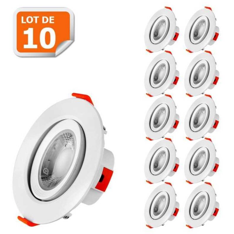 Lampesecoenergie – Lot de 10 spots LED encastrables 5W blanc neutre – Transformateur intégré – 460Lm – Pour plafonds standards 75mm