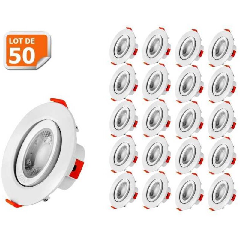 Lampesecoenergie – Lot de 50 spots LED encastrables 5W blanc neutre – Transformateur intégré – Éclairage 460Lm – Pour plafond standard 90mm