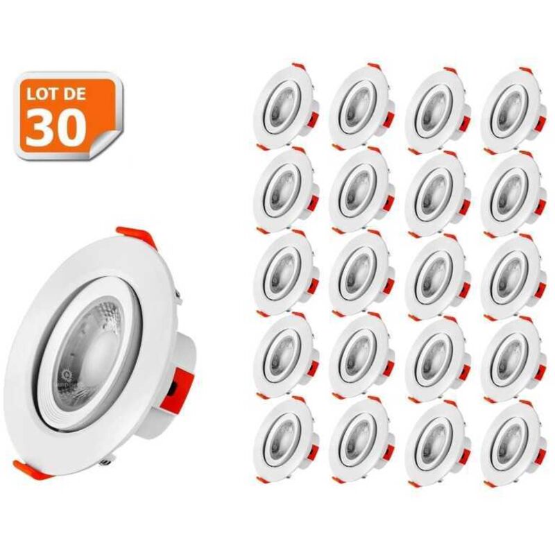 Lampesecoenergie – Lot de 30 spots LED encastrables 5W blanc neutre – Transformateur intégré – 460Lm – Pour plafonds standard – Équivalence 40W