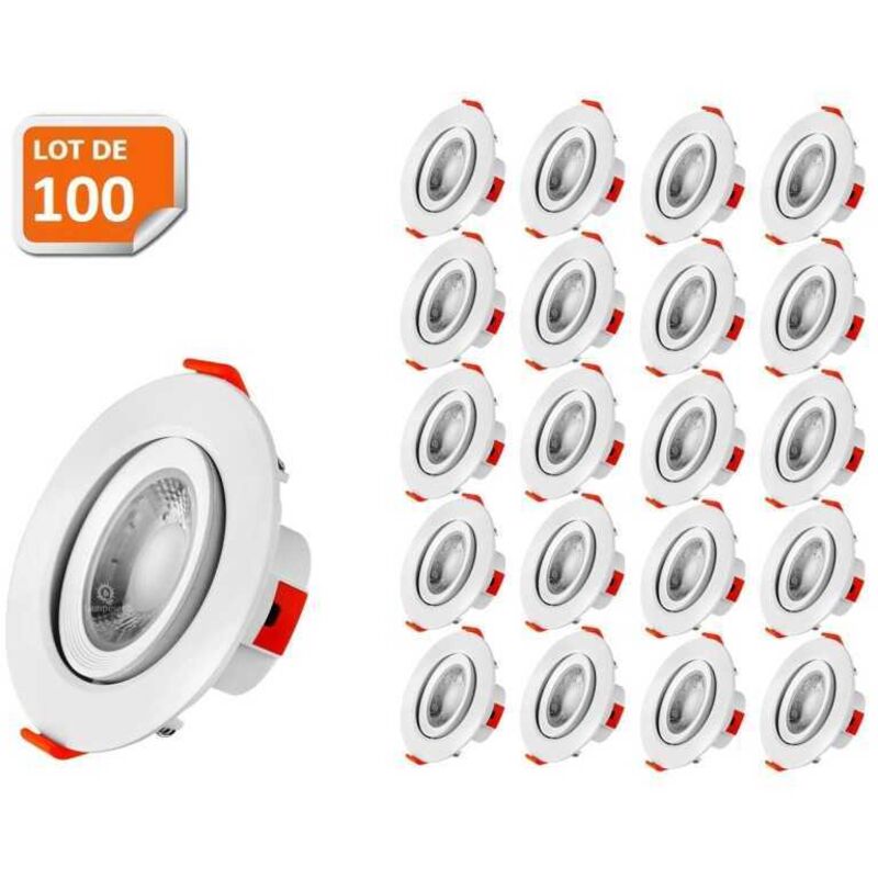 Lampesecoenergie – Lot de 100 spots LED encastrables 5W blanc neutre – Transformateur intégré – Efficacité lumineuse 460Lm – Installation facile dans