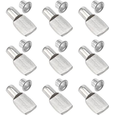 Lot de 100 supports d'étagère, goupilles de support pour plaques d'étagère, accessoires métalliques nickelés pour meubles et tables - 5 mm - AquaForge
