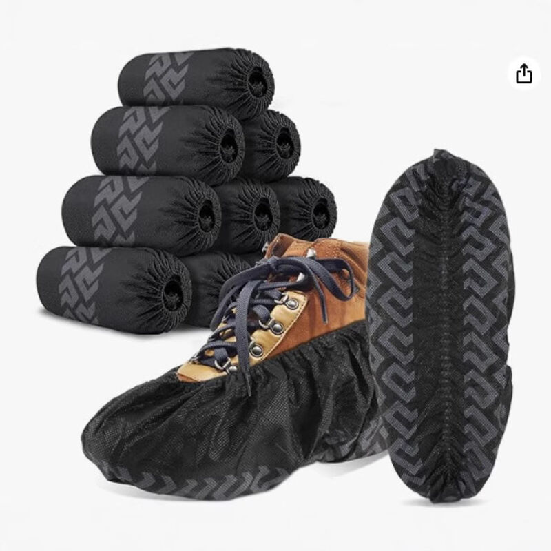 Lot de 100 Surchaussures Jetables Noir Antidérapants en Non tissé – Jetables/Réutilisables, Motif Grip, Résistants à la Déchirure et à l’usure