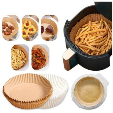 Lot de 100 tapis de cuisson jetables pour air fryer - Blanc - Antiadhésif