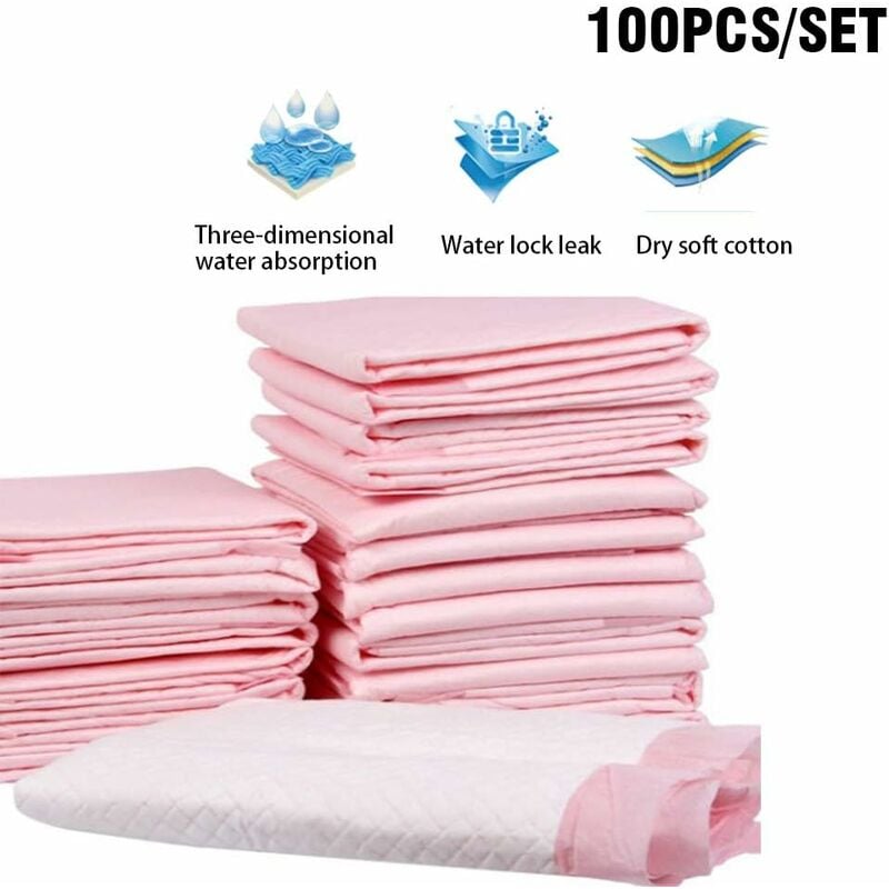 Lot de 100 Tapis Educateurs pour Apprentissage de la propreté pour Chien et Chat (33 x 45 cm, 100 pcs, Pink) Fei Yu