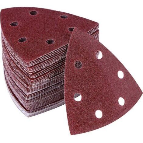 Lot de 100 Triangles abrasifs - 6 trous - 90 x 90 x 90 mm Pour ponceuse delta - Feuilles abrasives triangulaires - Ponçage et polissage（320）--