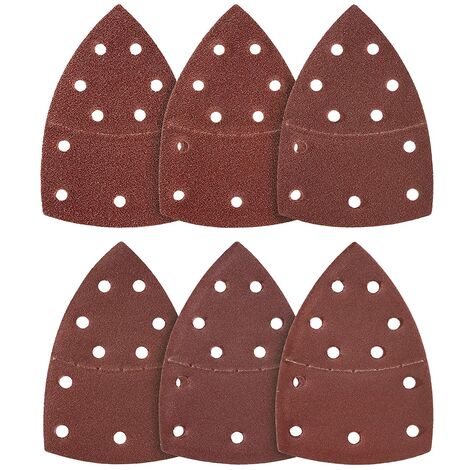 Lot de 100 triangles de ponçage - 11 trous - 105 x 152 mm - Grain 80 - Pour ponceuses multiples - Feuilles abrasives - Plaquettes abrasives triangulaires - Papier abrasif Ternel