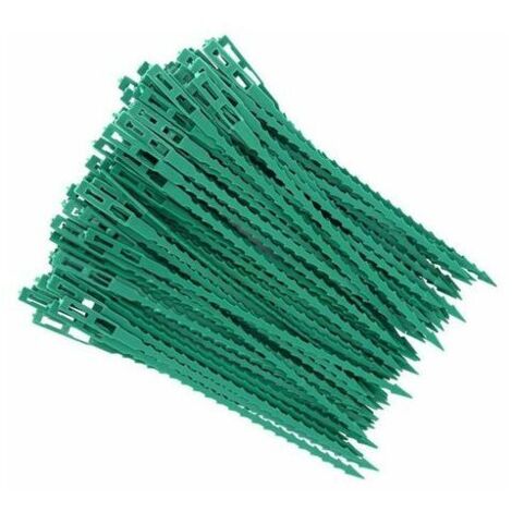 Lot de 100 tuteurs pour tomates et autres plantes, avec attaches et clips de fixation réglables en plastique (23 cm), pour le jardinage amateur.