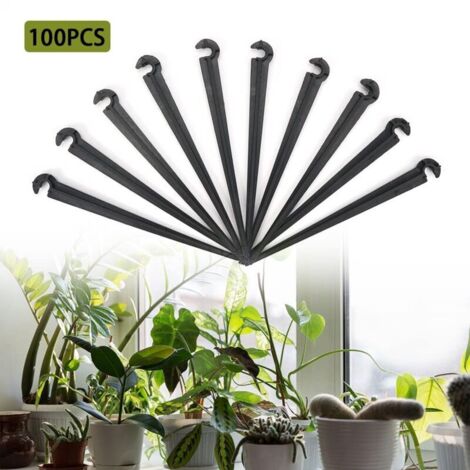 Lot de 100 Tuyau Goutte à Goutte Support, Goute a Goute Arrosage Support, Irrigation Support,Piquets de Tuyau Égouttement, Piquets de Tuyau Irrigation, pour 4/7 Tuyau d'Arrosage Goutte à Goutte
