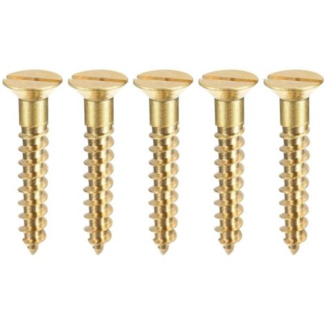 Lot de 100 vis à bois M4 x 25 mm à tête plate fendue en laiton