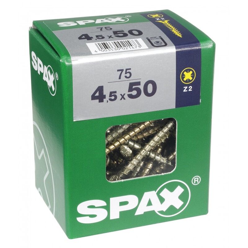 Lot de 75 vis acier tęte fraisée pozidriv Spax Diam.4.5 mm x L.50 mm