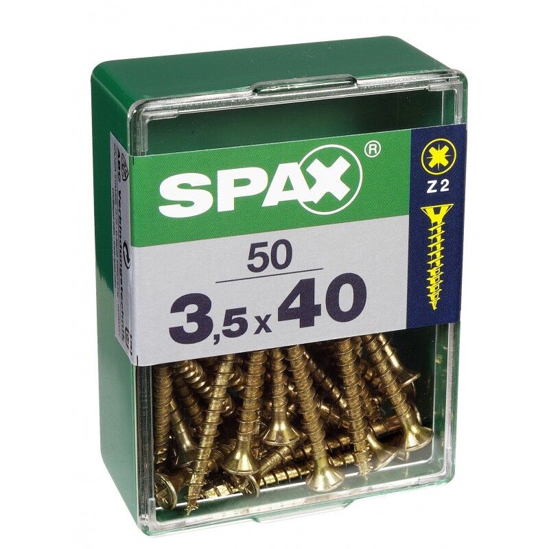 Lot de 50 vis acier tęte fraisée pozidriv Spax Diam.3.5 mm x L.40 mm