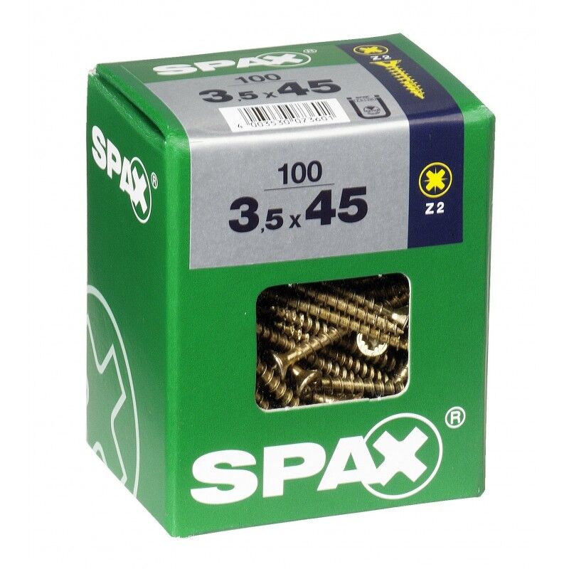 Lot de 100 vis acier tęte fraisée pozidriv Spax Diam.3.5 mm x L.45 mm