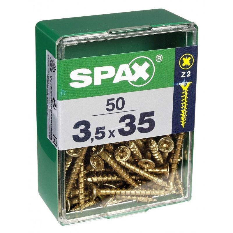 Lot de 50 vis acier tęte fraisée pozidriv Spax Diam.3.5 mm x L.35 mm