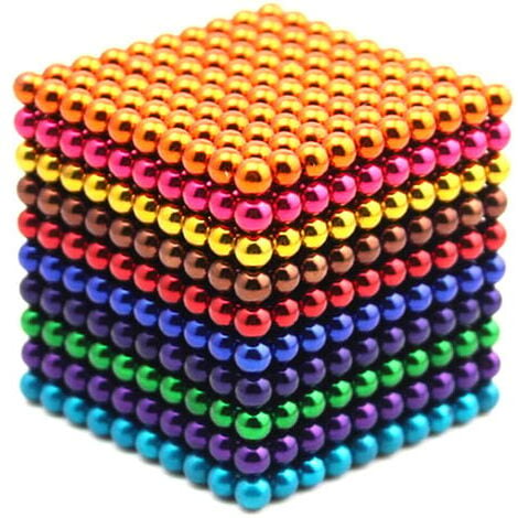 Lot de 1000 boules magnétiques de 3mm pour mélanger le soulagement du stress 10 couleurs (mélange de couleurs, 1000 pièces)