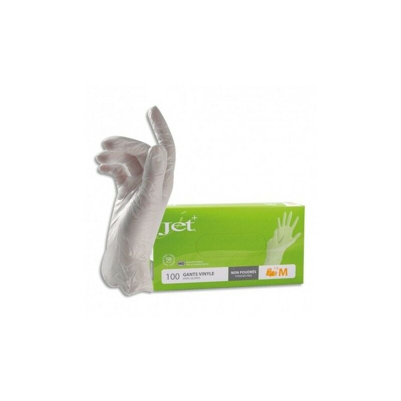 Lot de 1000 Gants Médicaux JET Vinyle Transparents Non Poudrés Taille M/8 - 07GV0748U
