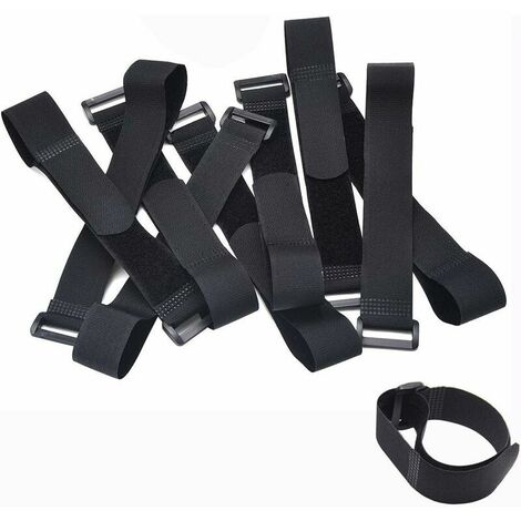 Lot de 10pcs Attache Câble, Sangles à Scratch Réglables avec Boucle en Plastique (300 mm x 25 mm) THSINDE
