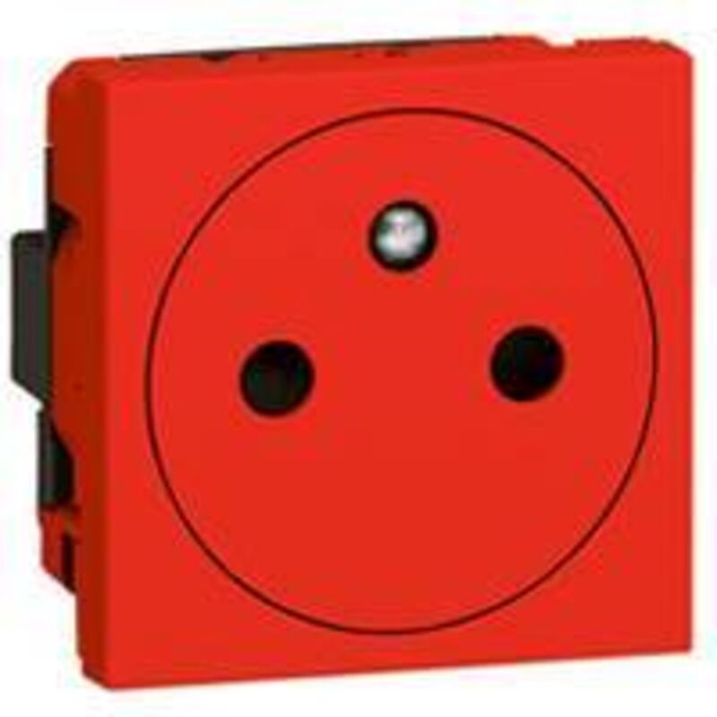 Legrand - Prise de courant 2P+T Surface Mosaic 2 modules avec connexion par bornes automatiques rouge antimicrobien (077133)