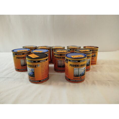 Lot de 11 - ARMOR CHIMIE - Peinture antirouille PROCHI-ROUILLE - Laque brillante 0.8L - Usage professionnel industrie agriculture - Voir photos