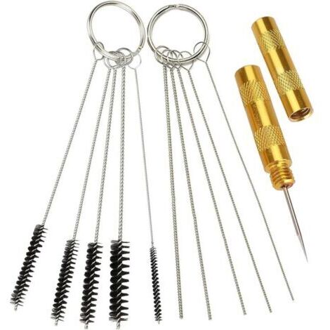 Lot de 11 autocollants de couleur pour aérographe, accessoires pour aérographe, kit d'outils de nettoyage pour aérographe, comprend 1 aiguille de lavage, 5 brosses de nettoyage