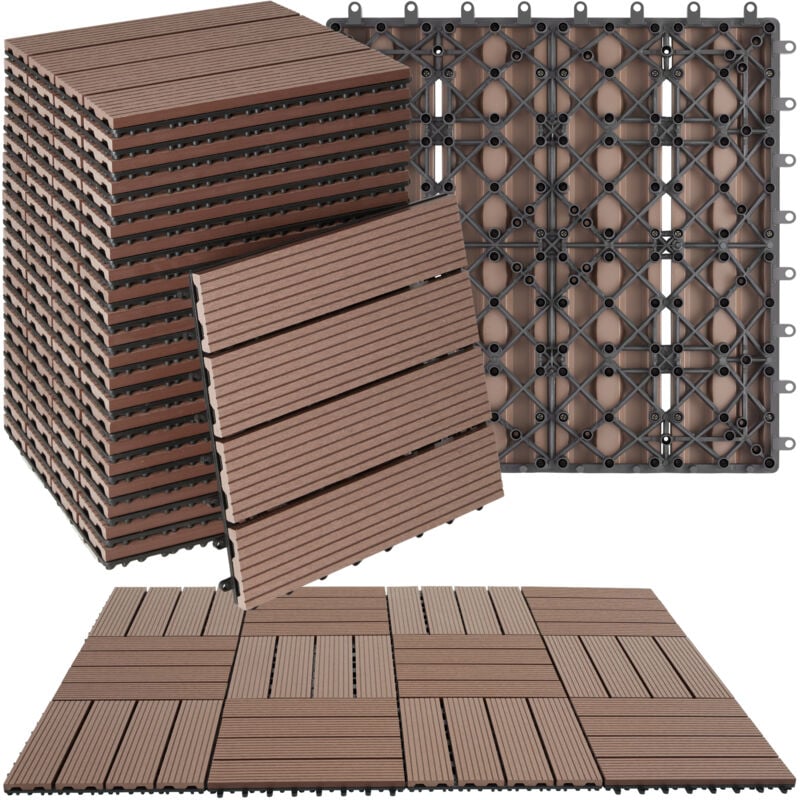 Lot de dalles de terrasse tegulas en wpc aspect bois - marron, Lot de 22
