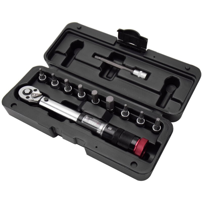 Lifcausal - Lot de 11 embouts de clé dynamométrique préréglés 4-20 Nm Mini clé dynamométrique réglable portable Fenêtre de lecture d'échelle pour la