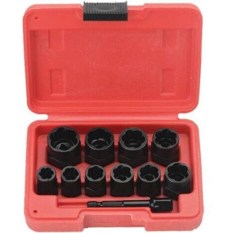Lot de 11 outils d'extraction de vis à choc 9,5 mm avec boîte à outilsdengyank