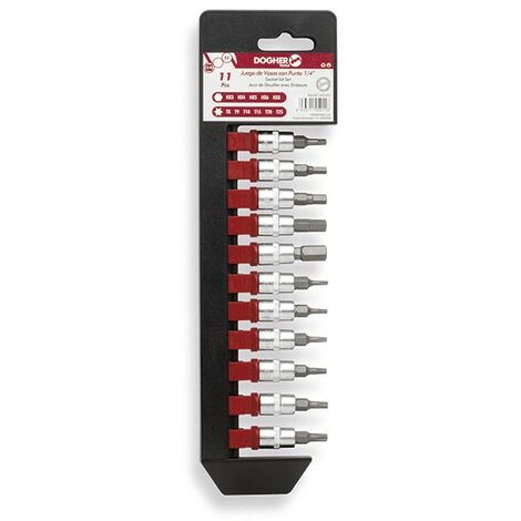 Lot de 11 pièces Clés à douille Allen et Torx 1/4  DOGHER 507-051