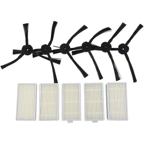 Lot de 11 pièces de rechange pour aspirateur robot Lidl pour SilverCrest SSR 3000 A1, 5 filtres et 6 brosses latérales