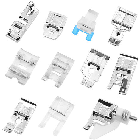 Lot de 11 pieds presseurs pour machine à coudre professionnel pour Janome Brother Singer, pièces et accessoires pour machine à coudre, kit de pieds presseurs pour points aveugles, argent