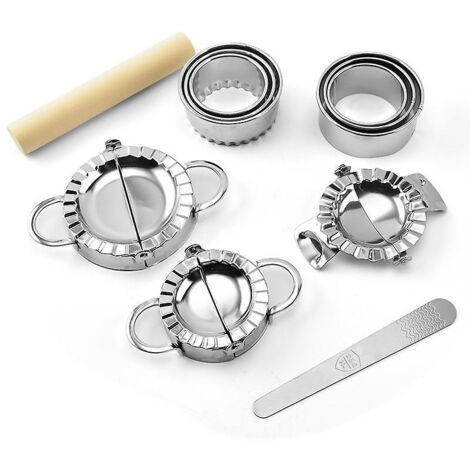 lot De 11 Ravioli Maker Et Boulette Maker, Coupe-peau De Boulette Moules A Acier Inoxydable Ustensiles Coupeurs De Ravioli Avec Manche En Bois Acc
