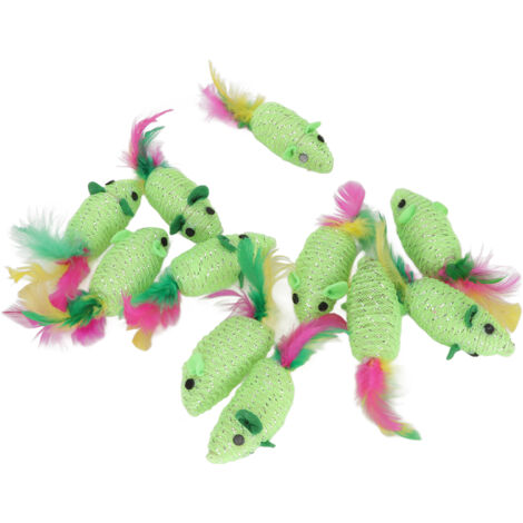 Lot de 11 souris pour chat, jouet interactif et couineur multifonctionnel pour chats et chatons, vert