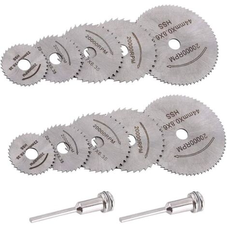 Lot de 12 / 2 jeux de lames de scie circulaire HSS pour bois - Outil rotatif pour accessoires Dremel pour bois, plastique, fibre de verre, cuivre, aluminium et tôle fine
