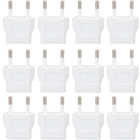 Lot de 12 adaptateurs de prise européenne pour voyage, boîtier en polycarbonate, convertisseur de prise européenne 110-250 V