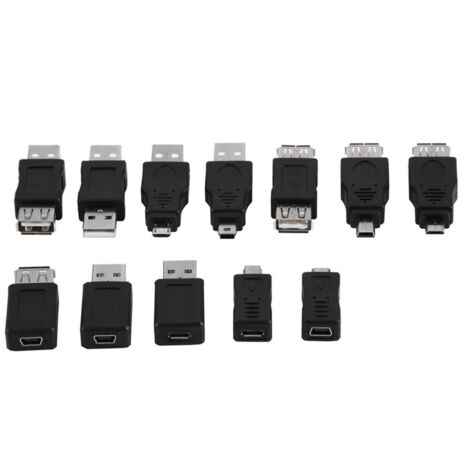 Lot de 12 adaptateurs USB 2.0 multifonctions avec connecteurs micro/mini mâle/femelle