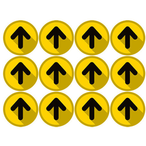 LOT DE 12 ADHESIFS SOL DE FLECHAGE SPECIAL COMMERCE COVID 19 (O0171). Jaune .  - Jaune
