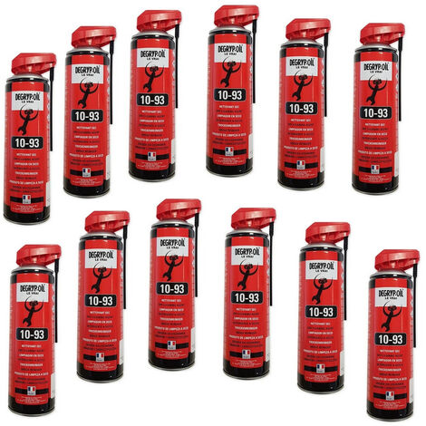 Lot de 12 aérosols dégraissants pour freins – Évaporation rapide sans résidus – Enlève huiles et graisses – Compatible surfaces métalliques – Degryp Oil