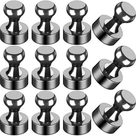 Lot de 12 aimants noirs pour réfrigérateur, pour tableau blanc, bureau, salle de classe, carte, cuisine
