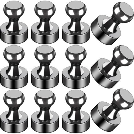 Lot de 12 aimants noirs pour réfrigérateur, pour tableau blanc, bureau, salle de classe, carte, cuisine