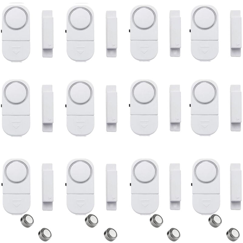 Lifcausal - Lot de 12 alarmes de porte et de fenêtre pour enfants, alarme de porte sans fil pour la sécurité de la maison, alarmes de fenêtre de