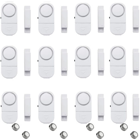 Lot de 12 alarmes de porte et de fenêtre pour enfants, alarme de porte sans fil pour la sécurité de la maison, alarmes de fenêtre de sécurité personnelle, capteur anti-cambriolage pour maison(blanc)
