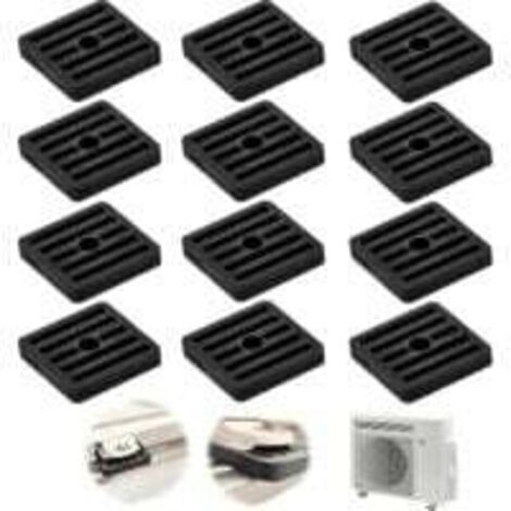 Lot de 12 Amortisseurs de Vibrations en Caoutchouc de Climatiseurs, Coussin De Choc Pour Climatisation Pieds Anti-vibrations Support pour Condenseur de Climatiseur Split Extérieur, Noir