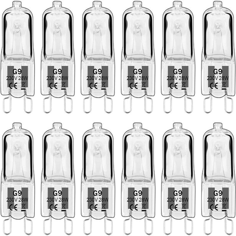 Ensoleille - Lot de 12 Ampoule Halogène G9 28W 230V, Dimmable 0-100%, 320LM, Blanc Chaud 2700K, G9 Lampes Halogènes, Sans Scintillement, pour