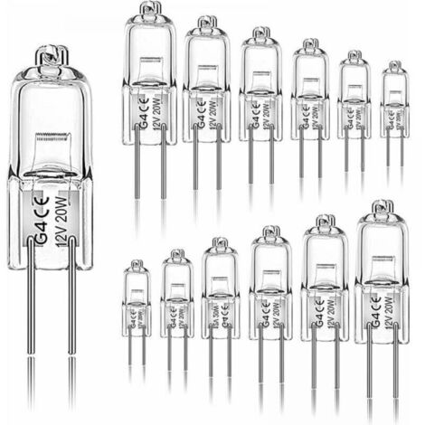 Lot de 12 Ampoules Halogènes G4 20W 12V 2800 K 2 Broches pour hotte, cuisine, salon, chambre