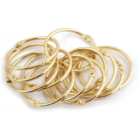 Lot de 12 anneaux de rideaux en métal, diamètre intérieur 50 mm, adaptés aux rideaux, rideaux de douche, doré