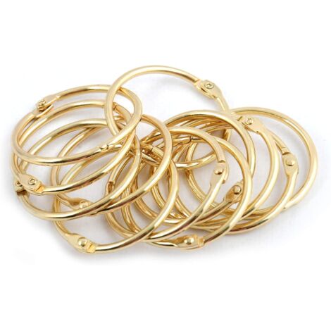 Lot de 12 anneaux de rideaux en métal, diamètre intérieur 50 mm, adaptés aux rideaux, rideaux de douche, doré